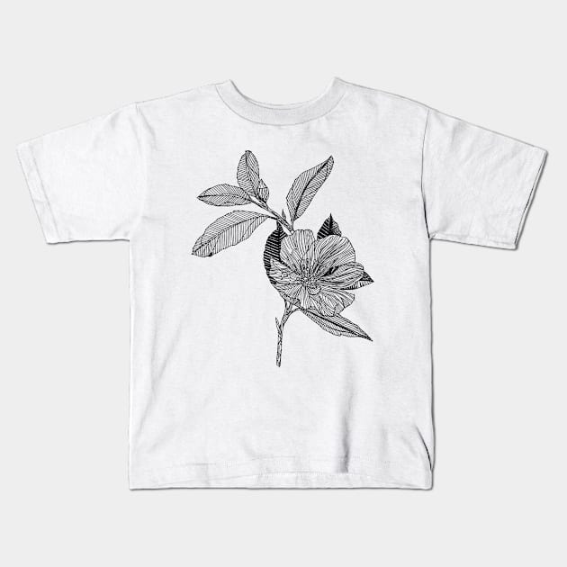 Wild flowers scientific nature black ink pen drawing illustration. From my scientific nature illustration series of black ink pen drawings. Kids T-Shirt by DamiansART